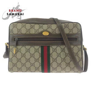 Gucci Sherry Beige Brown GG Supreme Canvas Leather Crossbody Shoulder Bag